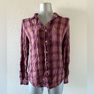 Mossimo Supply Co. Purple and Brown Checkered Flannel Shirt